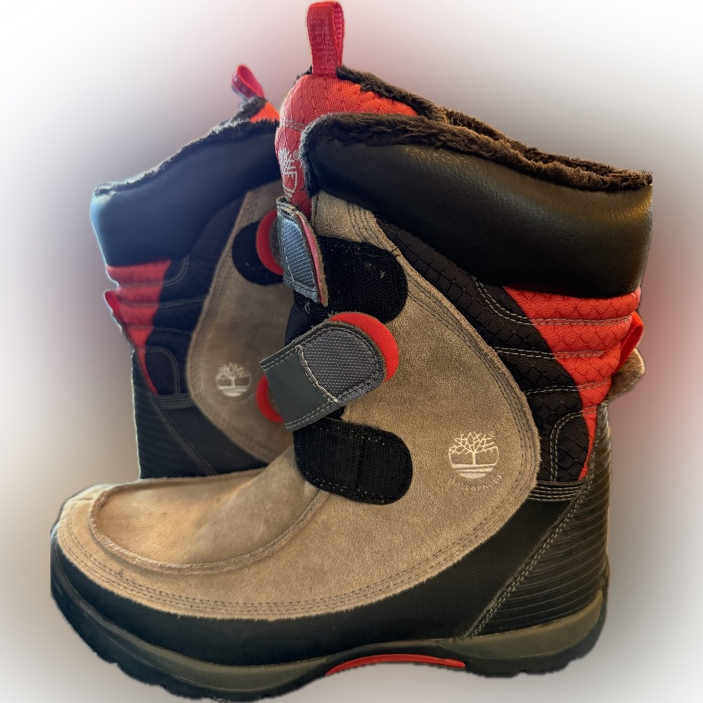 Timberland Kids' Black, Red, and Tan Snow Boots